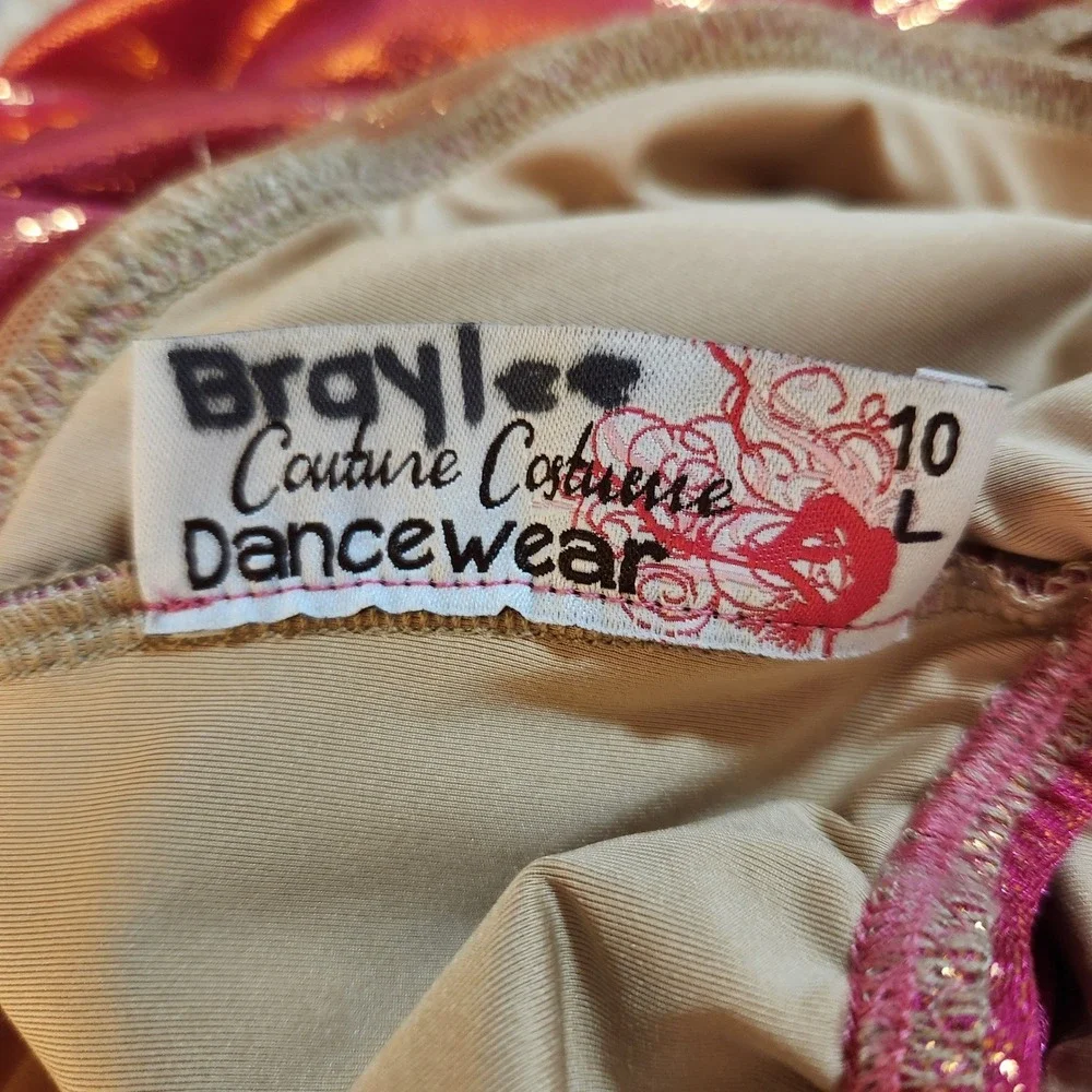 Sparkly Pink Dance Skate Leotard Costume Sequin Rhinestone‎ Child L 10